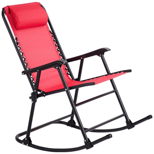 Chaise berçante pliante Zero Gravity pour patio extérieur avec appuie-tête