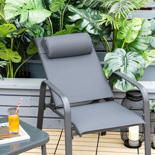 Outdoor 3-Piece Bistro Set with Adjustable Backrest Chairs and Table, Stackable Design