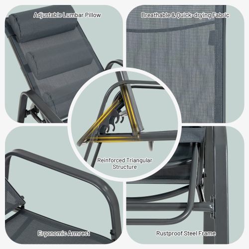 Outdoor 3-Piece Bistro Set with Adjustable Backrest Chairs and Table, Stackable Design