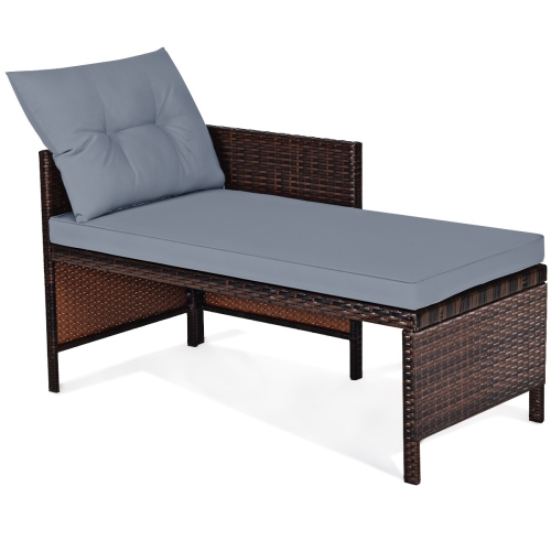 3 Piece Outdoor Patio Corner Rattan Sofa Set-Gray