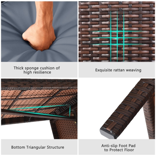 3 Piece Outdoor Patio Corner Rattan Sofa Set-Gray