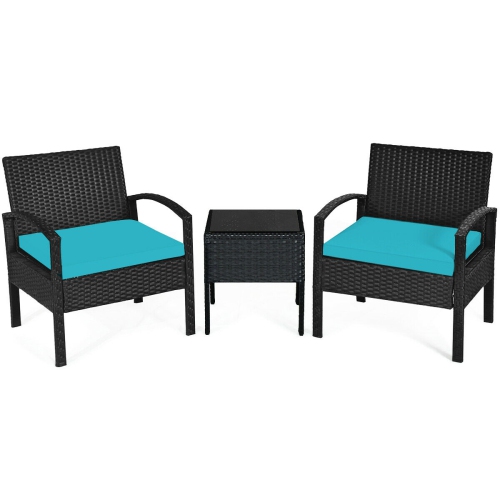Stylish 3-Piece Rattan Patio Conversation Set with Cushions for Outdoor Spaces