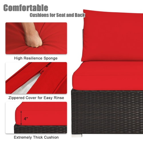 Comfortable 6-Piece Patio Rattan Furniture Set with Sofa and Ottoman for Outdoors