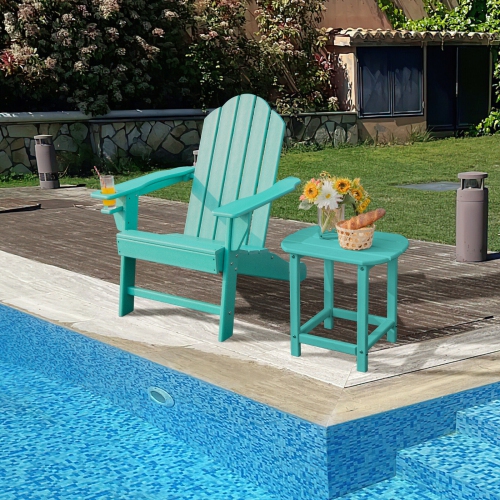 Outdoor Adirondack Chair with Built-in Cup Holder for Backyard Porch