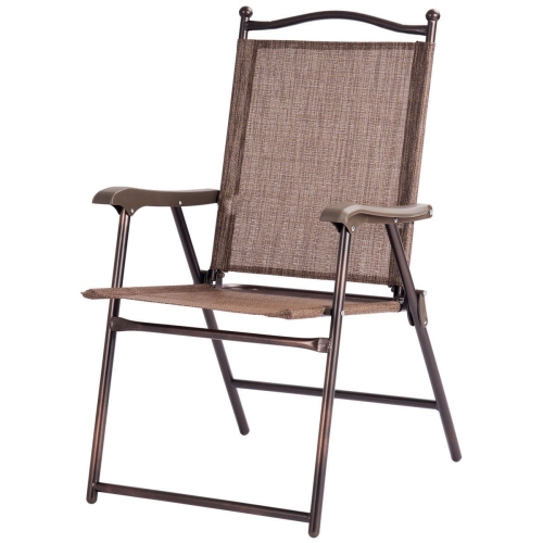 Ensemble de 2 chaises de camping pliantes à dossier en toile de patio - Café