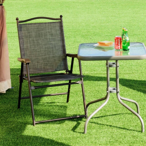 Ensemble de 2 chaises de camping pliantes à dossier en toile de patio - Gris