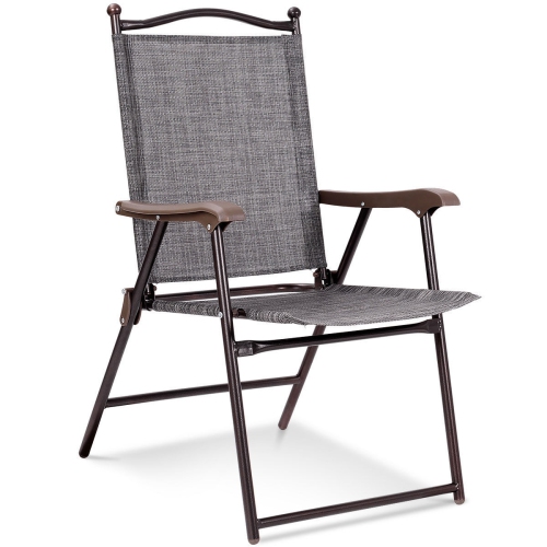 Ensemble de 2 chaises de camping pliantes à dossier en toile de patio - Gris