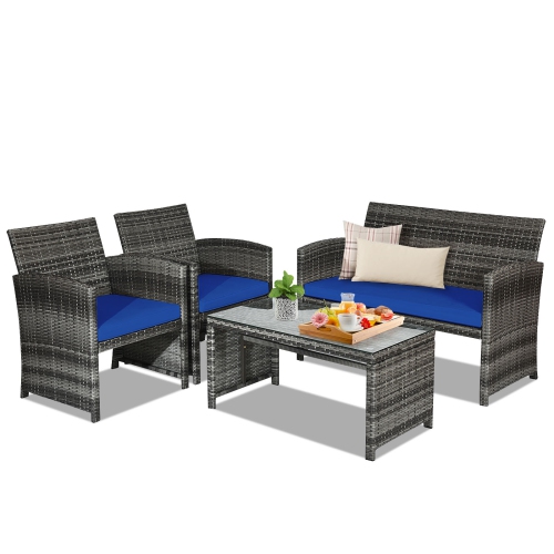 SLICKBLUE  Durable 4-Piece Patio Rattan Furniture Set for Garden Or Balcony