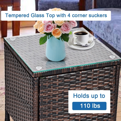 3 Pieces Ergonomic Wicker Patio Conversation Set