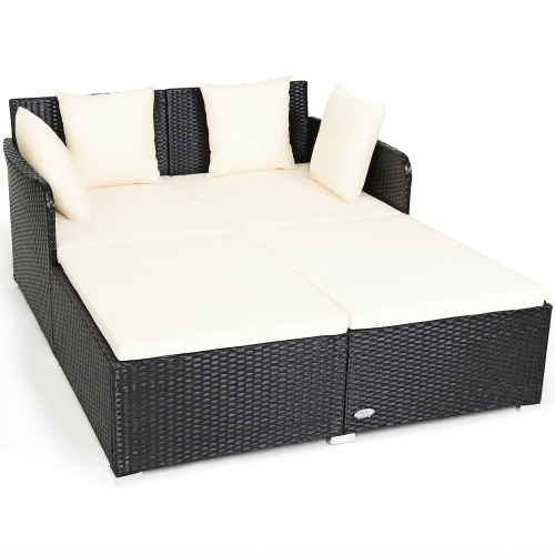 SLICKBLUE  Rattan Outdoor Daybed With Plush Cushions And Pillows, Perfect for Relaxation