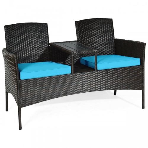 SLICKBLUE  Patented Modern Patio Set With Built-In Coffee Table And Cushions