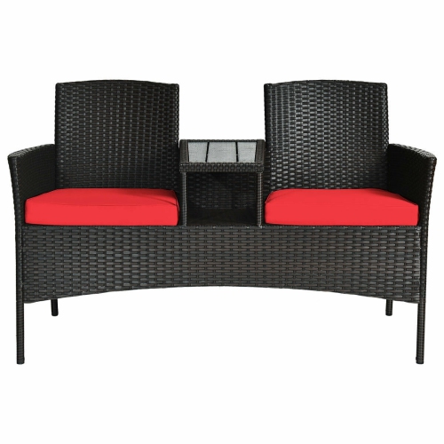 Patented Modern Patio Set with Built-in Coffee Table and Cushions