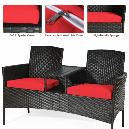 Patented Modern Patio Set with Built-in Coffee Table and Cushions