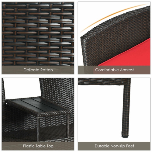 Patented Modern Patio Set with Built-in Coffee Table and Cushions