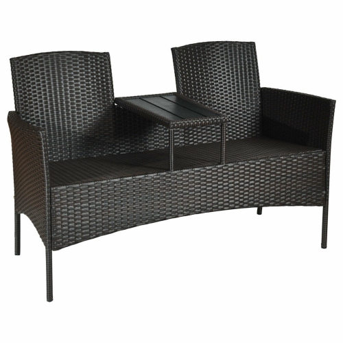 Patented Modern Patio Set with Built-in Coffee Table and Cushions