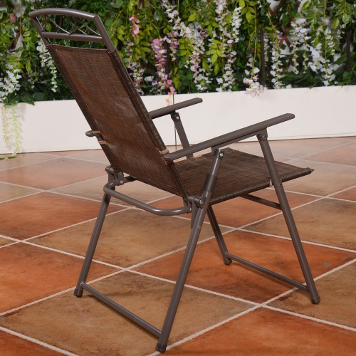 4 Folding Patio Chairs – Steel Sling Deck Seating for Outdoor Events & Camping Trips