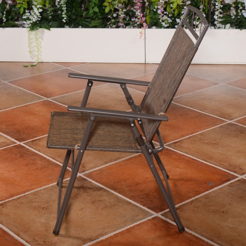 4 Folding Patio Chairs – Steel Sling Deck Seating for Outdoor Events & Camping Trips