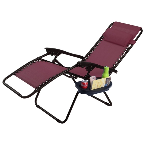 SLICKBLUE  2 PCs Folding Lounge Chair With Zero Gravity-Wine