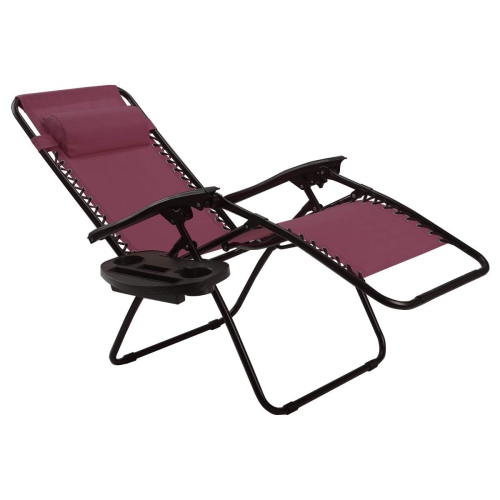 2 Pcs Folding Lounge Chair with Zero Gravity-Wine