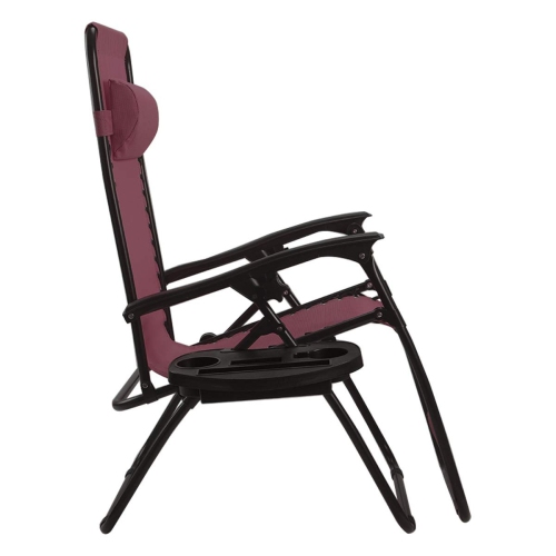 2 Pcs Folding Lounge Chair with Zero Gravity-Wine