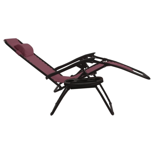 2 Pcs Folding Lounge Chair with Zero Gravity-Wine