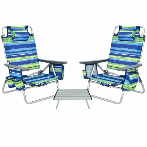SLICKBLUE  2-Pack Outdoor Folding Backpack Chairs With 5-Position Recline for Beach Or Patio