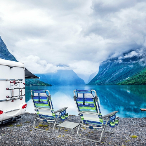 2-Pack Outdoor Folding Backpack Chairs with 5-Position Recline for Beach or Patio