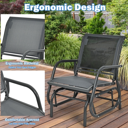 Outdoor Single Swing Glider Rocking Chair with Armrest