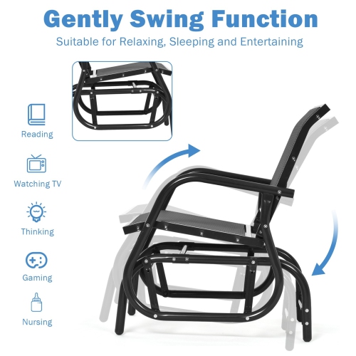 Outdoor Single Swing Glider Rocking Chair with Armrest