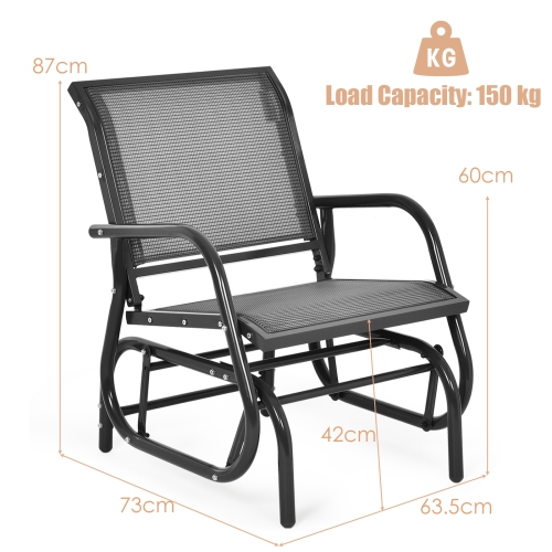 Outdoor Single Swing Glider Rocking Chair with Armrest