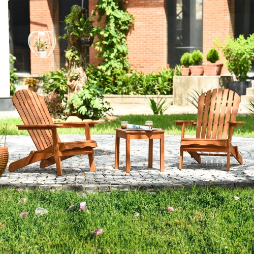 3 Pieces Adirondack Chair Set with Widened Armrest