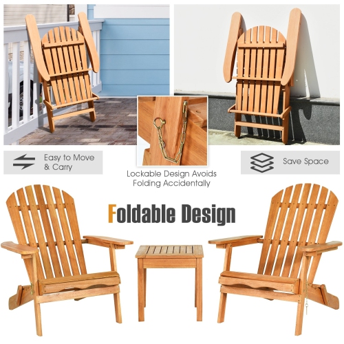 3 Pieces Adirondack Chair Set with Widened Armrest