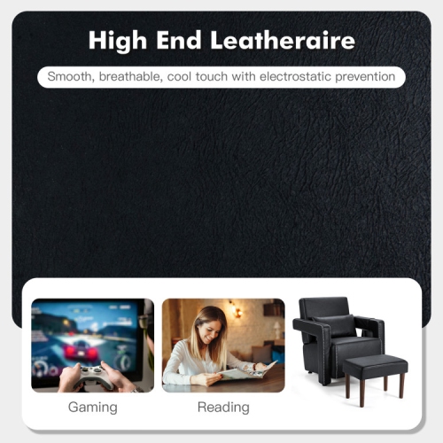 Fauteuil berber à revêtement en molleton avec pouf et coussin de dossier – Fauteuil d'appoint confortable pour lire ou relaxer