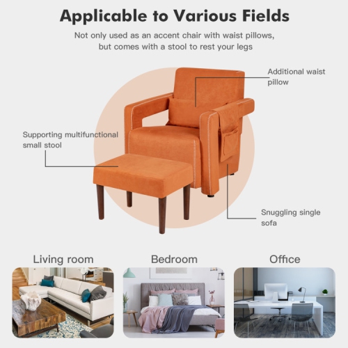 Fauteuil berber à revêtement en molleton avec pouf et coussin de dossier – Fauteuil d'appoint confortable pour lire ou relaxer