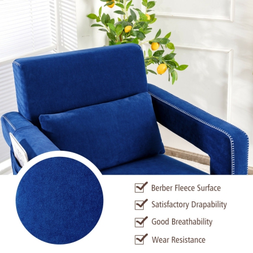 Fauteuil berber à revêtement en molleton avec pouf et coussin de dossier – Fauteuil d'appoint confortable pour lire ou relaxer