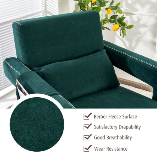 Fauteuil berber à revêtement en molleton avec pouf et coussin de dossier – Fauteuil d'appoint confortable pour lire ou relaxer