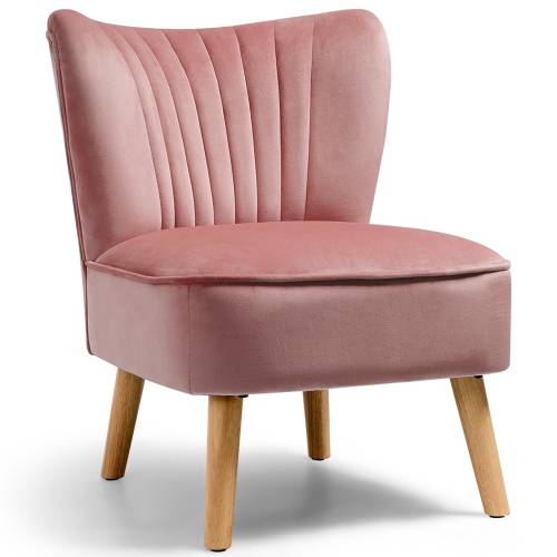 SLICKBLUE  Armless Accent Chair Modern Velvet Leisure Chair-Pink