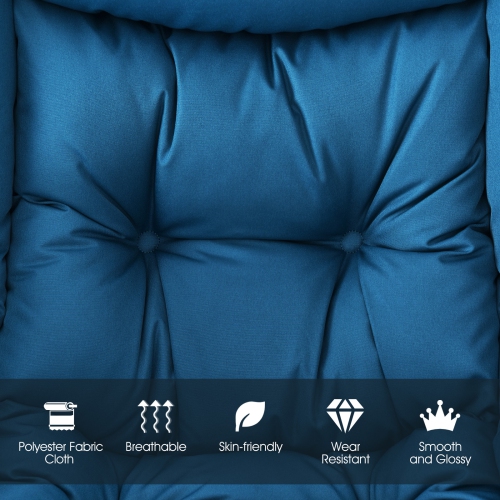 Chaise moderne en polyester Lazy avec pochette latérale - Bleu marine