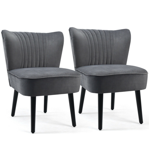 Ensemble de 2 chaises d’appoint Leisure avec revêtement sans accoudoirs - Gris