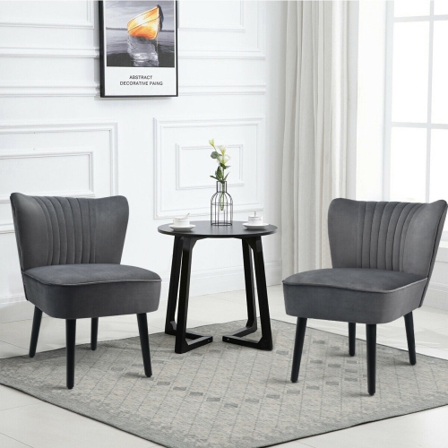 Ensemble de 2 chaises d’appoint Leisure avec revêtement sans accoudoirs - Gris