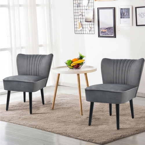 Ensemble de 2 chaises d’appoint Leisure avec revêtement sans accoudoirs - Gris