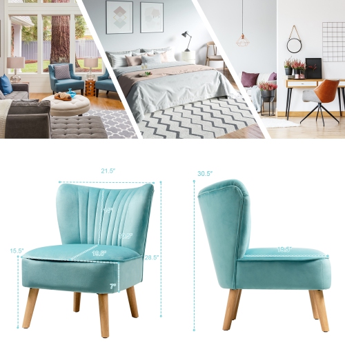 Armless Accent Chair Modern Velvet Leisure Chair-Green