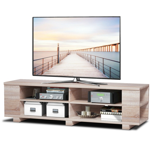 SLICKBLUE  59 Inch Console Storage Entertainment Media Wood Tv Stand-Oak