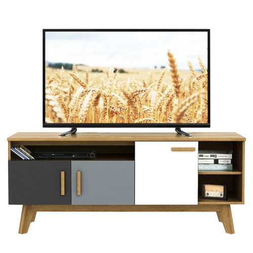 Contemporary 65-Inch Media Console – TV Cabinet with 3 Storage Units & Open Display