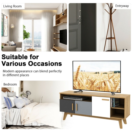 Contemporary 65-Inch Media Console – TV Cabinet with 3 Storage Units & Open Display