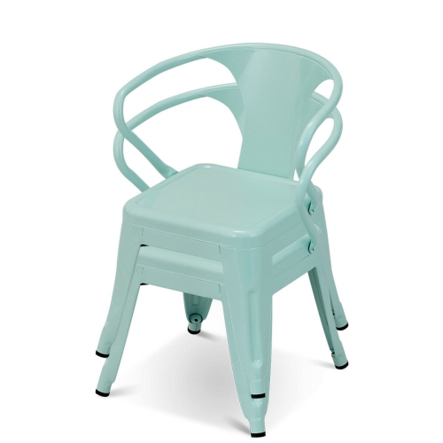 Ensemble de 2 fauteuils empilables en acier pour enfants - Vert