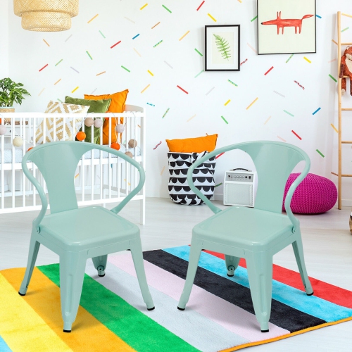Ensemble de 2 fauteuils empilables en acier pour enfants - Vert