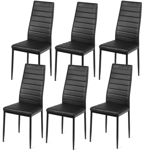 Set Of 6 High Back Dining Chairs, Black Metal Dining Chairs Set Of 6
