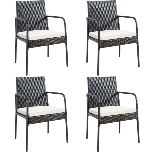 SLICKBLUE  4 Pieces Patio Wicker Rattan Dining Set With Comfy Cushions