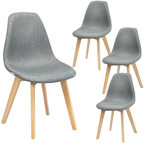 SLICKBLUE  4 Pieces Modern Dining Chair Set With Wood Legs And Fabric Cushion Seat